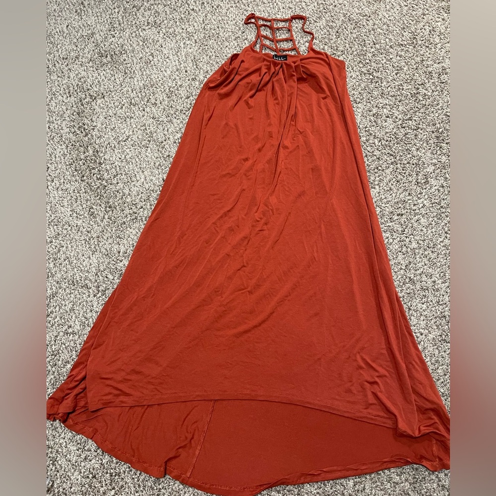 Nicole Miller High Low Rust Dress small